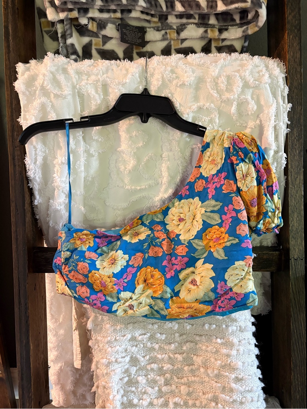 Pink Lily One-Shoulder Floral Crop Top in (Matching skirt Available)